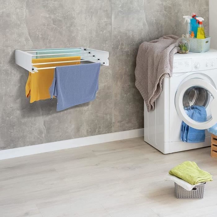 ASAB Étendoir à Linge Mural Pliable et rétractable, 26 mètres, 5 Bras
