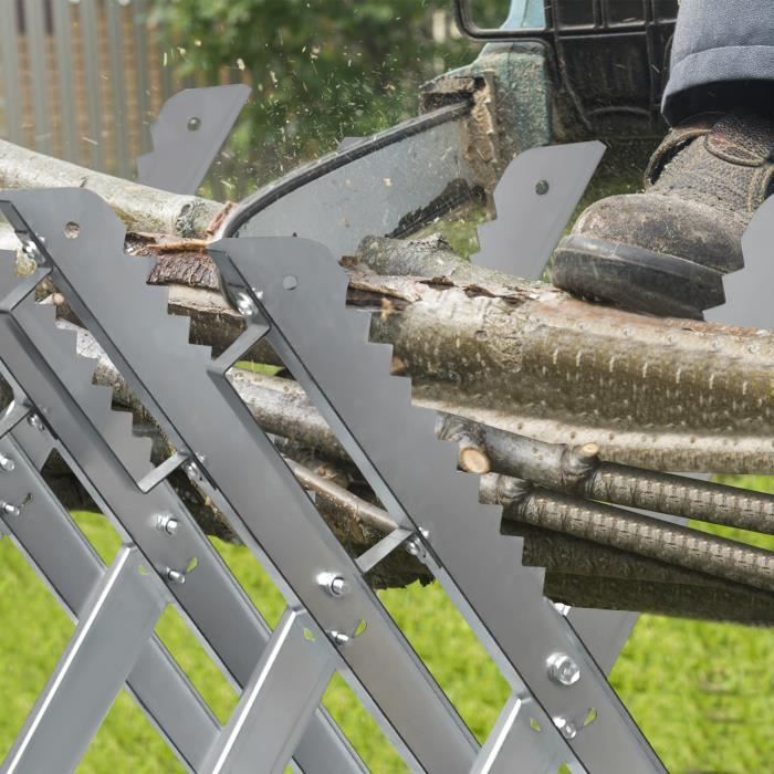 Chevalet à Bûches Pliable Avec Support Tronçonneuse - Capacité 100kg Acier Anti-Corrosion - Marque Française OXEO