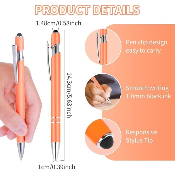 Stylos-bille avec stylet et lumière LED (10 pièces