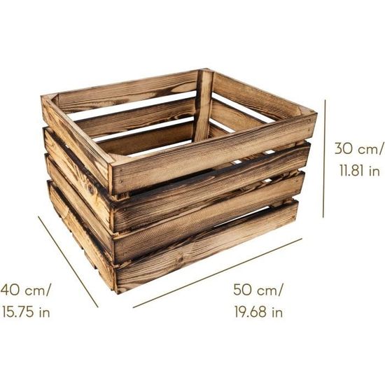 Teramico Caisses En Bois Vintage Rustiques 50x40x30cm - Lot De 1, 2 Ou 3 Pour Rangement Et Décoration