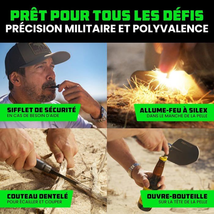Rhino USA Pelle de survie Pliante avec Pointe pour Activités Extérieures