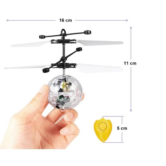 Baztoy Balle Volante, RC Flying Ball Jouets Cadeau pour Enfants , Induction  Infrarouge Helicoptere Drone Avion avec LED&Télécommande