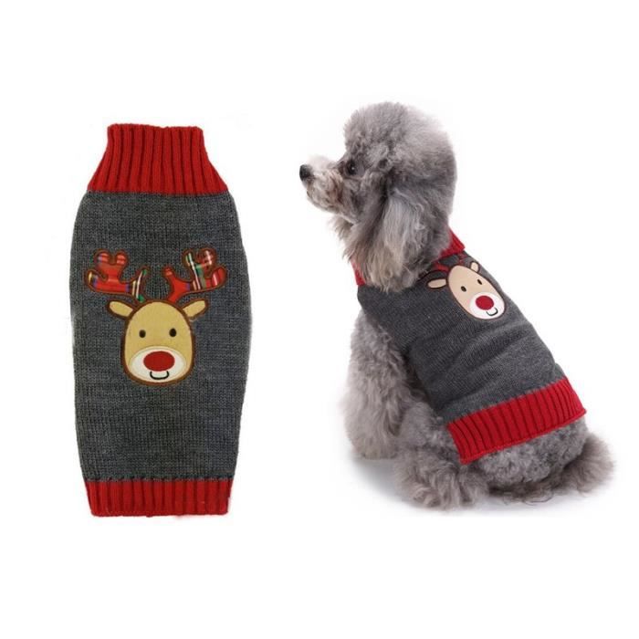 Black nose deer 9 XS Pull de noel pour chien vetement d hiver chaud en tricot pour petit et grand gabarit Cdiscount