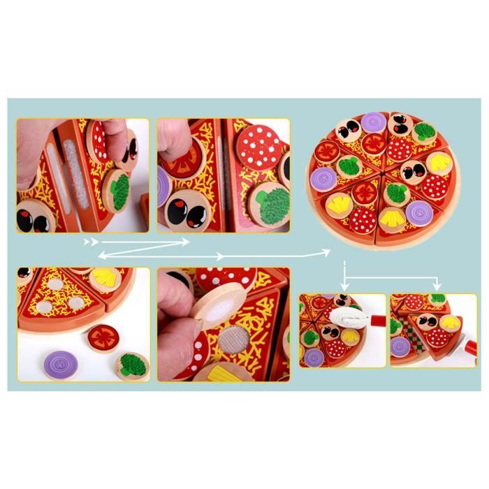 Jouet Pizza En Bois Toaren - 27 Accessoires, Jeu D'imitation Cuisine Enfant 3+ Ans