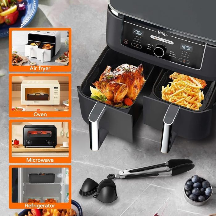 Lot De 3 Accessoires Pour Airfryer (friteuse à Air) - Grille, Panier Et Support, Couleur Argenté