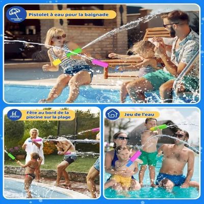 Set De 4 Pistolets à Eau En Mousse 33 Cm – Jouet Aquatique Longue Portée Pour Enfants Et Adultes – ABS Durable Et Léger