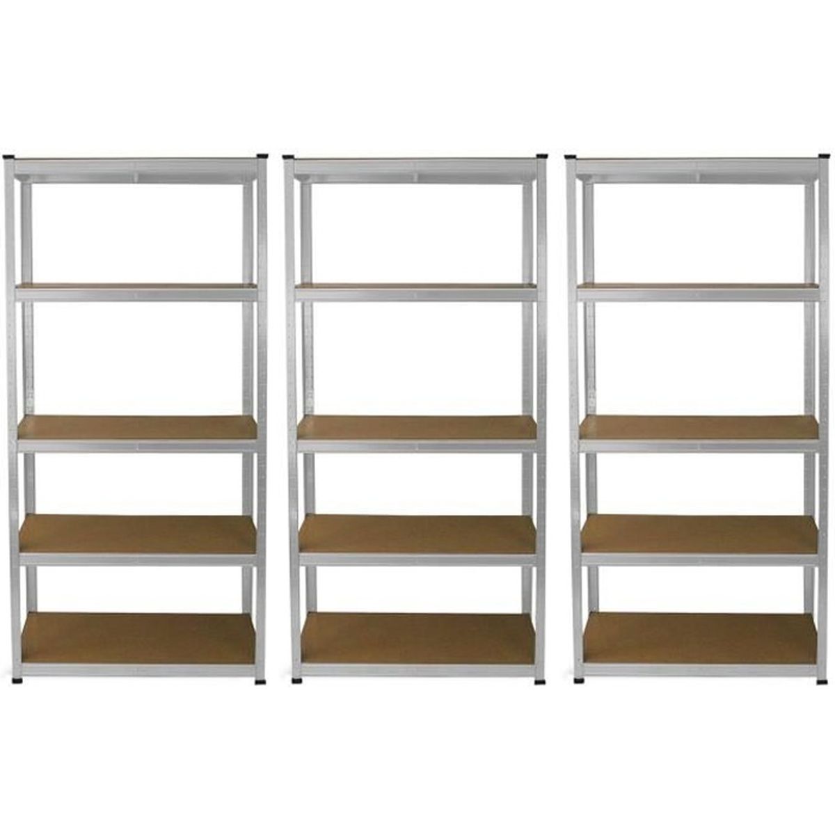 Rayonnage Garage 3 Unités - 1800x900x600mm - Charge 275kg/étagère - Acier Et MDF