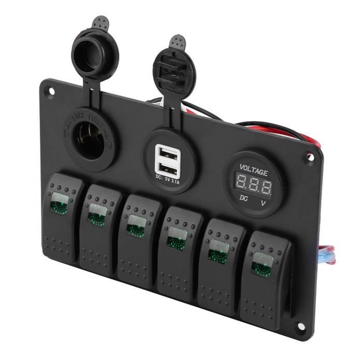 Bleu -4 Gang bascule interrupteur à bascule double Port USB LED panneau