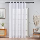 Topfinel Rideau Voilage en Lin 200x250cm -1pc Rideau à Oeillets Voilage avec Motif De Croix Décoratif Salon Chambre Cuisine - Cream