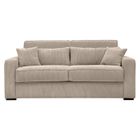 LOUNGITUDE Canapé convertible express 3 places ESIO couchage quotidien 140x190cm en velours côtelé - Taupe