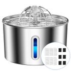 BALIMO 2,2 L Fontaine à eau pour Chat en Inox - 2 Modes - Ultra silencieuse - Avec 6 filtres et 6 éponge
