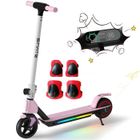 EROLLERRUN Trottinette électrique Enfants 6-12 Ans - Pliable - Écran LED Lumières colorés - 3 Vitesse Hauteur Réglables - Rose