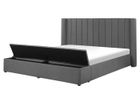 BELIANI Lit double en velours gris avec banc coffre 160 x 200 cm NOYERS