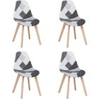 BenyLed Ensemble de 4 Chaises de Salle à Manger Chaises Patchwork avec Pieds en Bois Chaise Scandinave Style, Noir