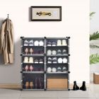 Armoire à Chaussures, Étagère à Chaussures Modulable, Porte-Chaussures Portable avec 12 Casiers, Noir , pour salon chambre- Mondeer