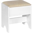 WOLTU Tabouret Coiffeuse, Chaise de Maquillage Rembourré, 40x30x45cm, Siège en Lin et MDF, Beige+Blanc W0ETT0011