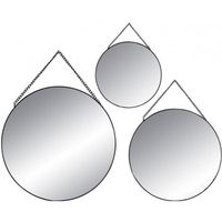 Lot de 3 miroirs ronds métal chaine Atmosphera - Couleur: Noir