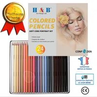 CONFO® Ensemble de stylos de couleur de peau de peinture de personnage de 24 couleurs, portrait de crayon de couleur, fournitures