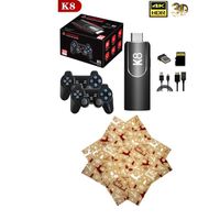 Game stick K8 et console de jeu avec deux manettes sans fil 40000 jeux 4K 3D 64GO