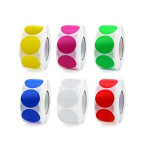 Petites etiquettes autocollantes rondes de couleur en rouleaux - Cdiscount