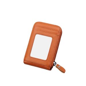 Portefeuille femme cuir orange porte carte bancaire aluminium