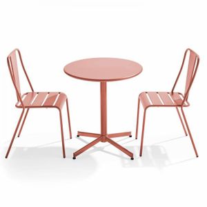 Ensemble table et chaise de jardin Table ronde et 2 chaises de jardin - Acier - Argil