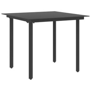 Ensemble table et chaise de jardin L-9892-Pwshymi-Ensemble à dîner de jardin 3 pcs Rotin PVC Noir