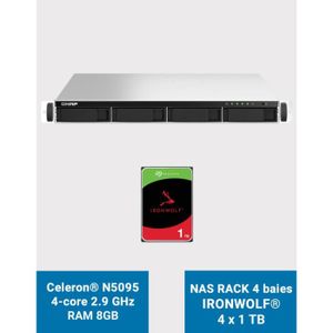 SERVEUR STOCKAGE - NAS  QNAP TS-464U 8GB Serveur NAS Rack 1U 4 baies IRONWOLF 4To (4x1To)