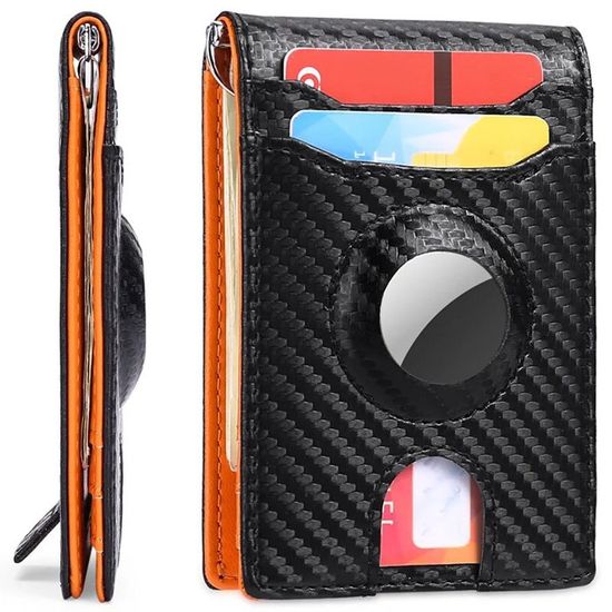 BAIGIO Portefeuille Homme Cuir PU Avec Airtag – 8-9 Cartes + Pop-Up + RFID – Café – Smart Wallet Cadeau