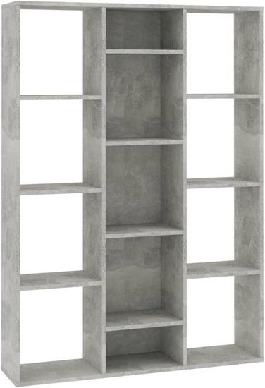 Bibliothèque Gris Béton 60x30x166 Cm Aggloméré Séparateur De Pièce