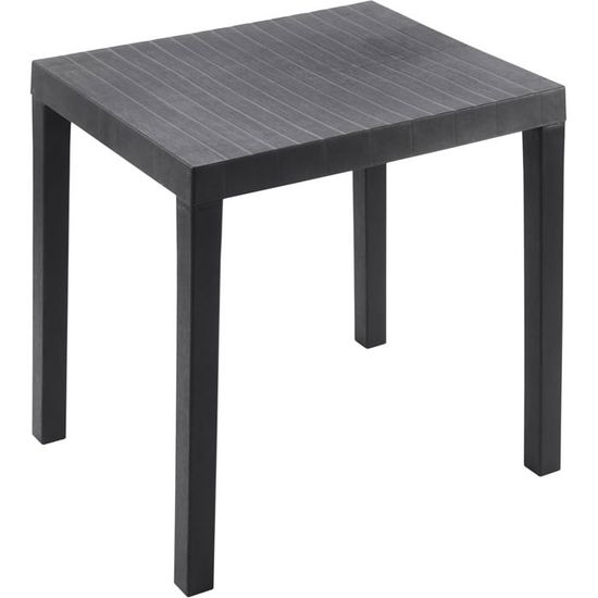 Table Jardin Rotin Anthracite 79x79x72 Cm – Table Balcon Terrasse 4 Personnes Spetebo