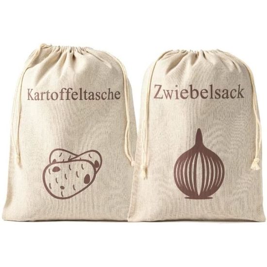 Sacs à Pommes De Terre Et Oignons En Lin-Coton – Écologiques, Avec Cordon – Rangement Alimentaire Sans Plastique - 2