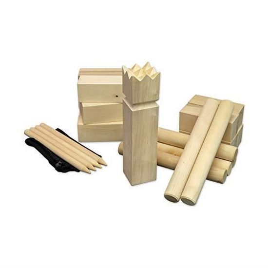 Carromco Jeu Kubb Viking – Bois D'Hévéa, Sac De Transport, 2-12 Joueurs, Extérieur Résistant