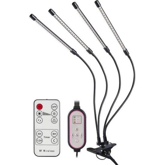 Lampe Horticole LED à Spectre Complet 380-800nm - Pied Réglable 57-170cm Avec Minuterie 6/12/16h - 3 Modes Et 10 Niveaux De Luminosité