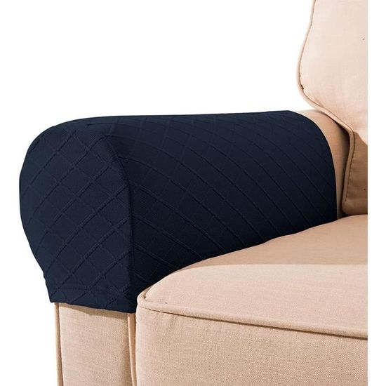 Lot De 2 Housses D'Accoudoirs En Similicuir Imperméable - Protection Pour Canapé/Chaise - Extensible, Ivoire - LINGXIYA - 10