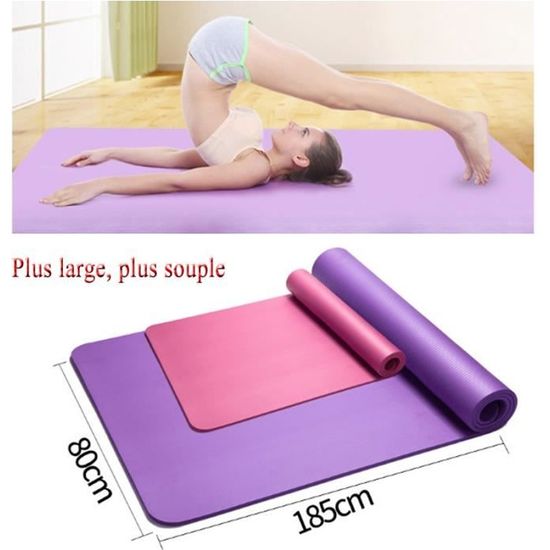 185*80cm Tapis de yoga Large Tapis de Sol Gym Soupe pour Fitness ou Enfant Portable