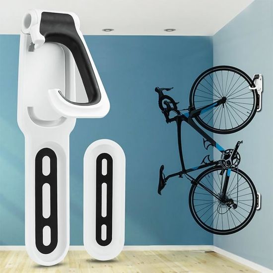 Porte Vélo Mural DIY MORE - Range Vélo Pliable - Silicone Protège Jantes - Max18 kg - Blanc