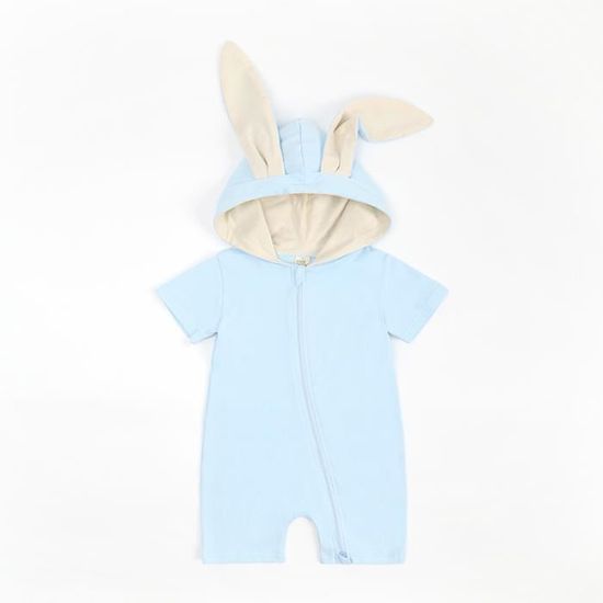 Grenouillère à Capuche Pour Bébé Garçon Et Fille Avec Oreilles De Lapin Et Fermeture éclair, Abricot., 0 - 3 Mois