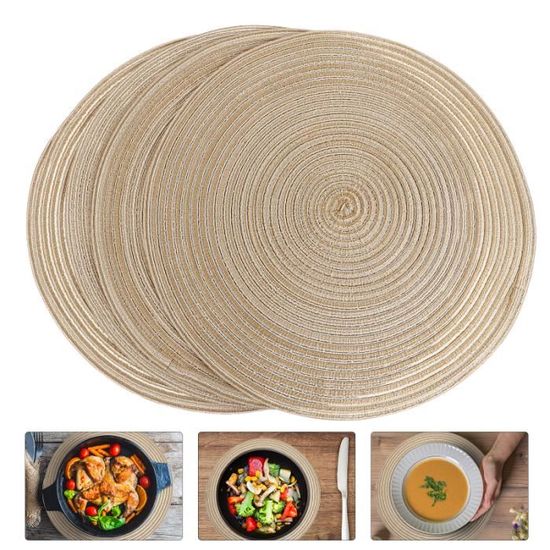 4 pcs ronds pratiques durables créatifs de table anti-dératitrices placés nattes tapis set de table linge de table - cuisine