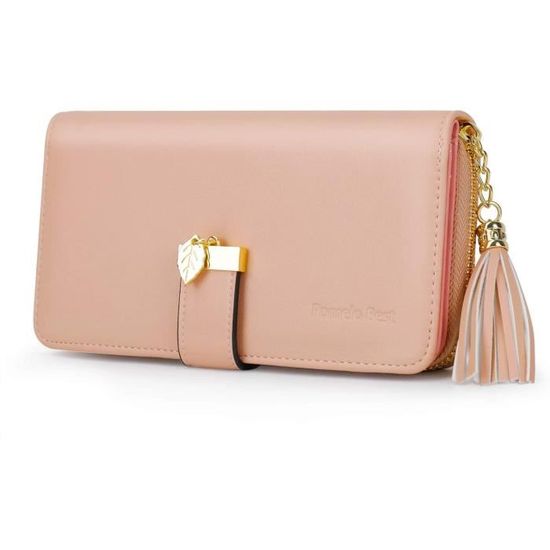 Porte Feuille Pomelo Best Portefeuille Femme Cuir Porte Monnaie Porte-Cartes Pour Grande Capacité,Série Beehive, Noir-2, L, Moderne Portefeuille Femme Compact