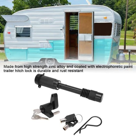 Verrou De Remorque En Alliage De Zinc - Sécurité Renforcée, 2 Clés Incluses, Compatible Cheville 35,6 Cm, Pour Camping-car, Camion (Noir)