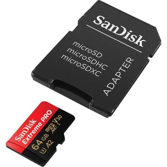 Carte mémoire flash microSDXC UHS-I SanDisk Extreme Pro 64Go - Classe 10 U3 V30 170Mo/s A2