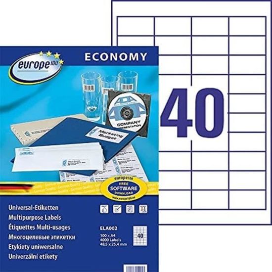 Etichette Autoadesive Pripa 48,4x25,4 Mm - Confezione Da 50 Fogli (2200 Etichette), Bianco - Foto 10