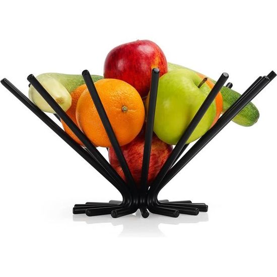 Corbeille à Fruits En Inox Pliable - Design Aéré Moderne - Diamètre 38 Cm, Hauteur 25 Cm - Pour Cuisine, Décoration