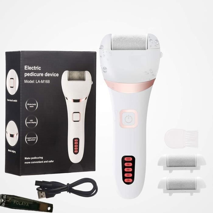 Râpe Electrique Ponceuse Pour Pieds Anti-callosités Pédicure Lime Electrique Soins pour Pieds 2 Vitesses 3 Têtes