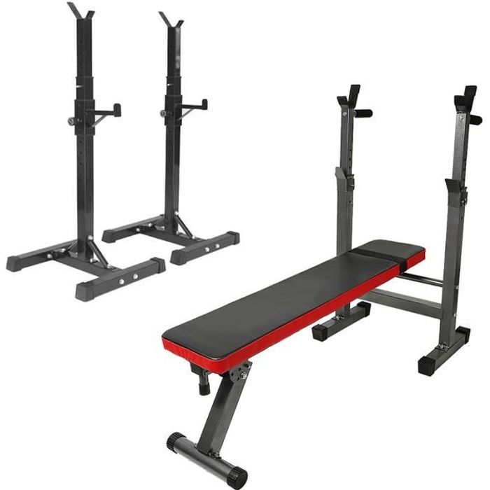 Viyiduo Repose Barre Musculation Support De Haltère Rack à Squat Réglable En Hauteur 105-160 cm - Noir