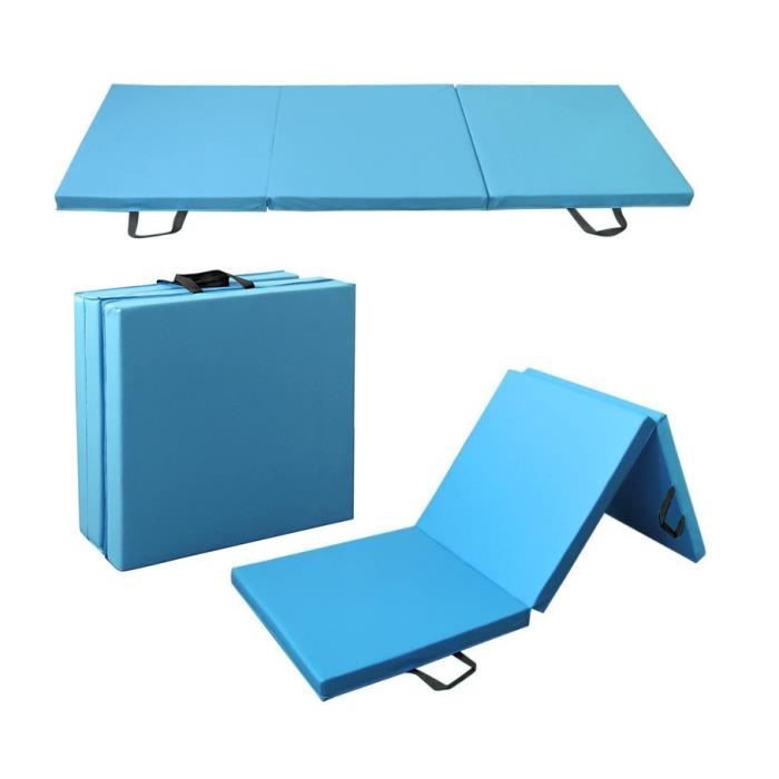 Tapis de yoga Tapis de fitness pliable domestique portable 180 * 60 * 5cm (bleu clair)