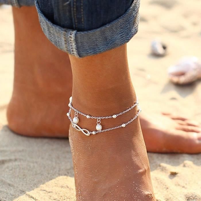 Chaine Cheville Infini Argent & Perles Blanches