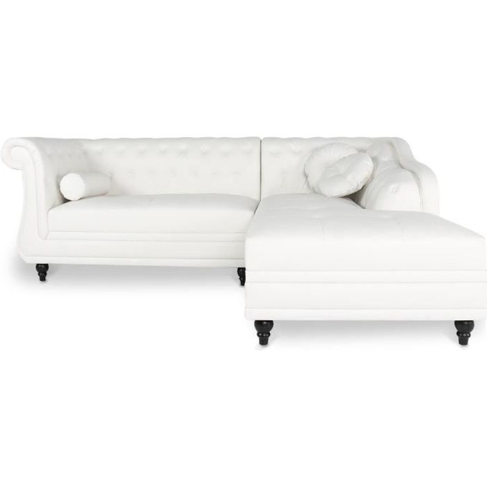 Canapé d'angle Blanc Chesterfield Confort
