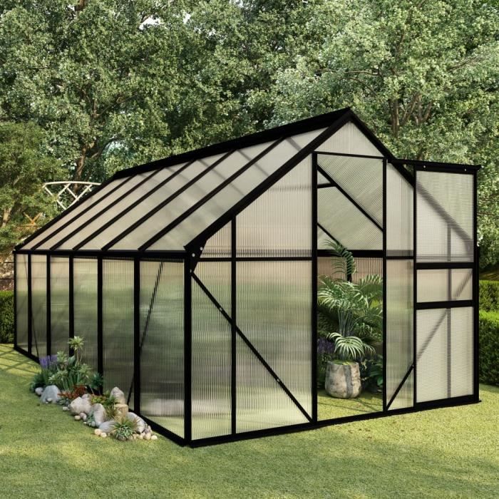 Serre Jardin Tunnel Serre à Tomates Anthracite Aluminium 7,03 m²
